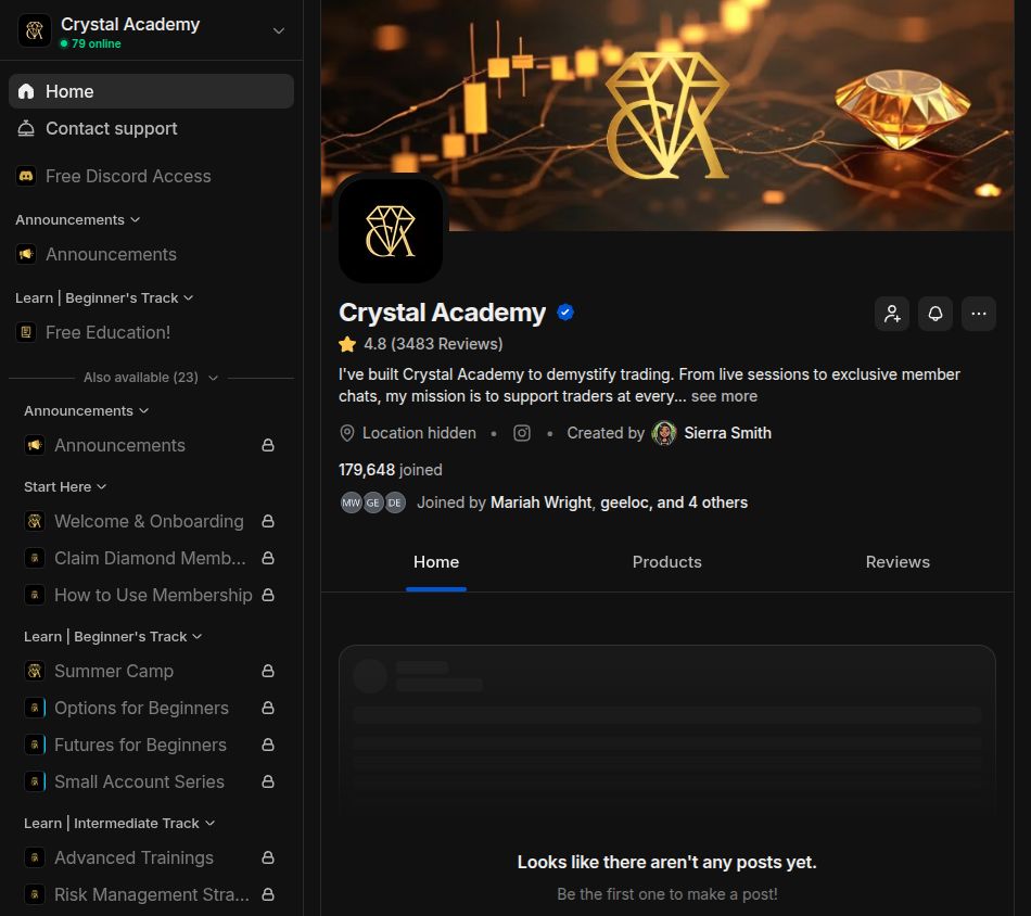 Free member view: 2 open areas, 23+ locked