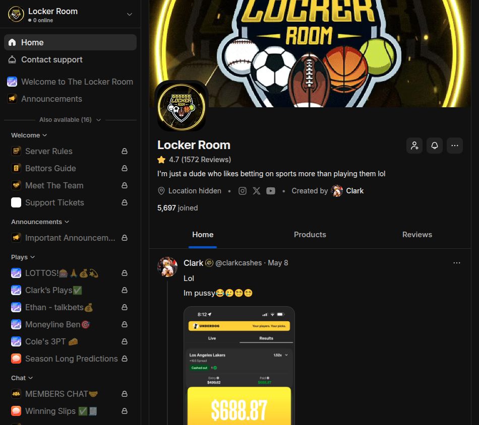 Free member view on Whop, Sep 27, 2026