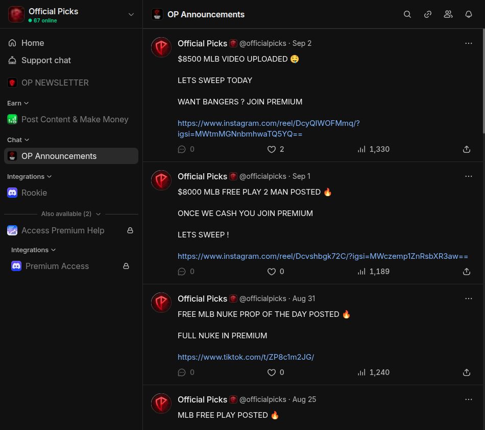 Free member view on Whop, Sep 27, 2026