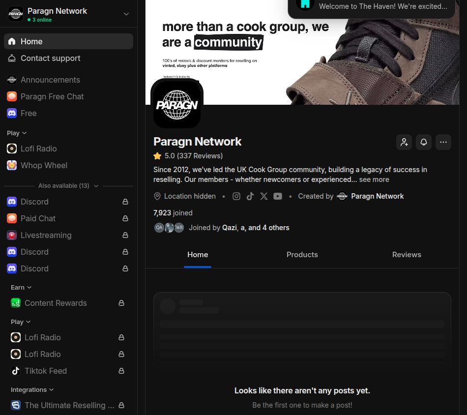 Free member view on Whop, Sep 27, 2026