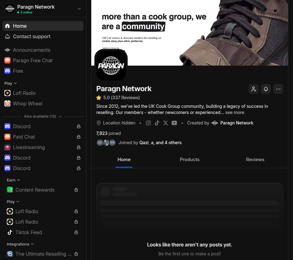 Free member view on Whop, Sep 27, 2026