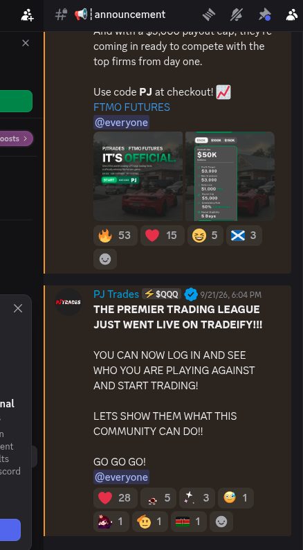 Free Discord announcements: prop firm promos
