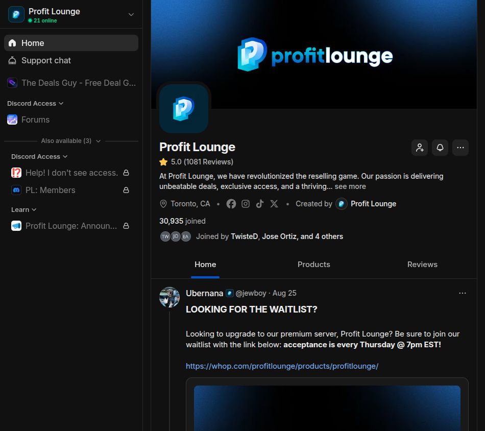Free member view on Whop, Sep 27, 2026