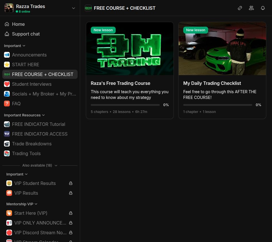 Free member view on Whop, Sep 27, 2026