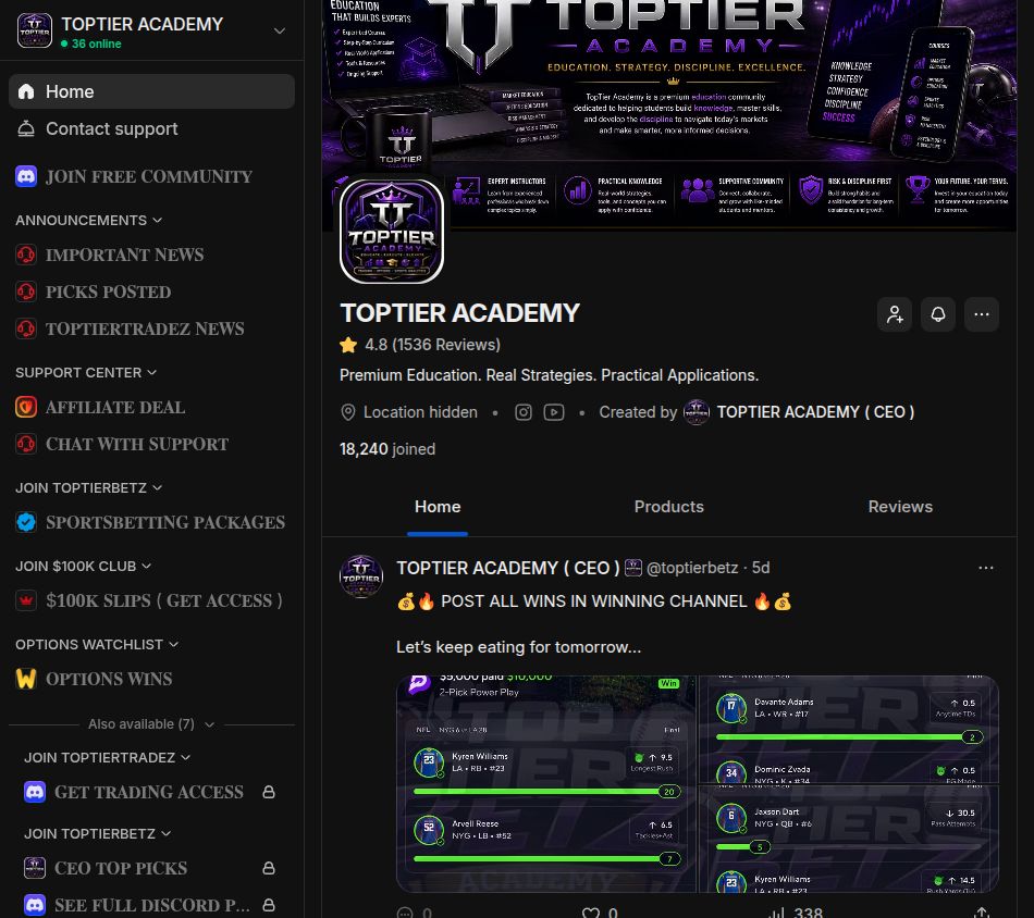 Free member view on Whop, Sep 27, 2026