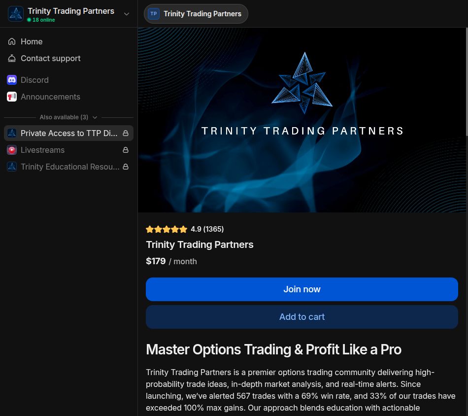 Free member view on Whop, Sep 27, 2026